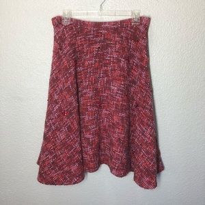 Anthropologie Elevenses Red Beaded Tweed Skirt